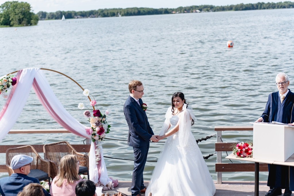 bruiloft water fotoshoot